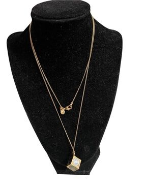 J. Crew Gold-Tone Necklace with Geometric Cube 18” drop